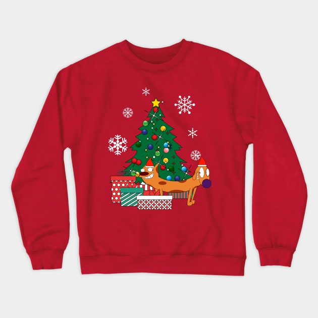 Catdog Around The Christmas Tree Crewneck Sweatshirt by Nova5